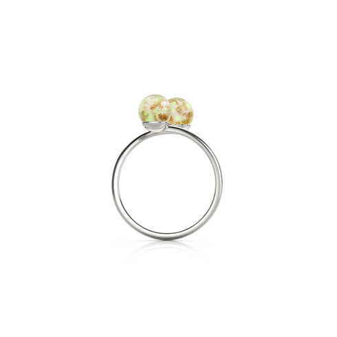 Ivory | .925 Sterling Silver | Firefly Glass | Infinity Helix Ring